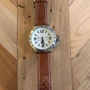 Authentic Louis Valentin Quartz leather watch